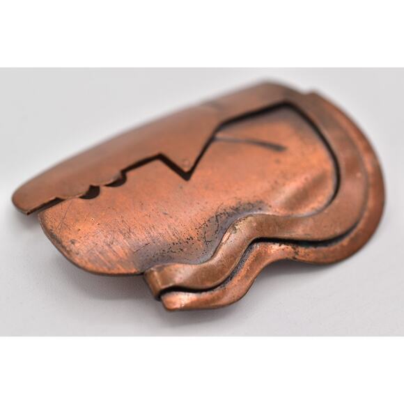 Rebajes Vintage The Kiss Pin Brooch Modernist Copper Tone Signed 1940s BinAJ - Picture 6 of 12